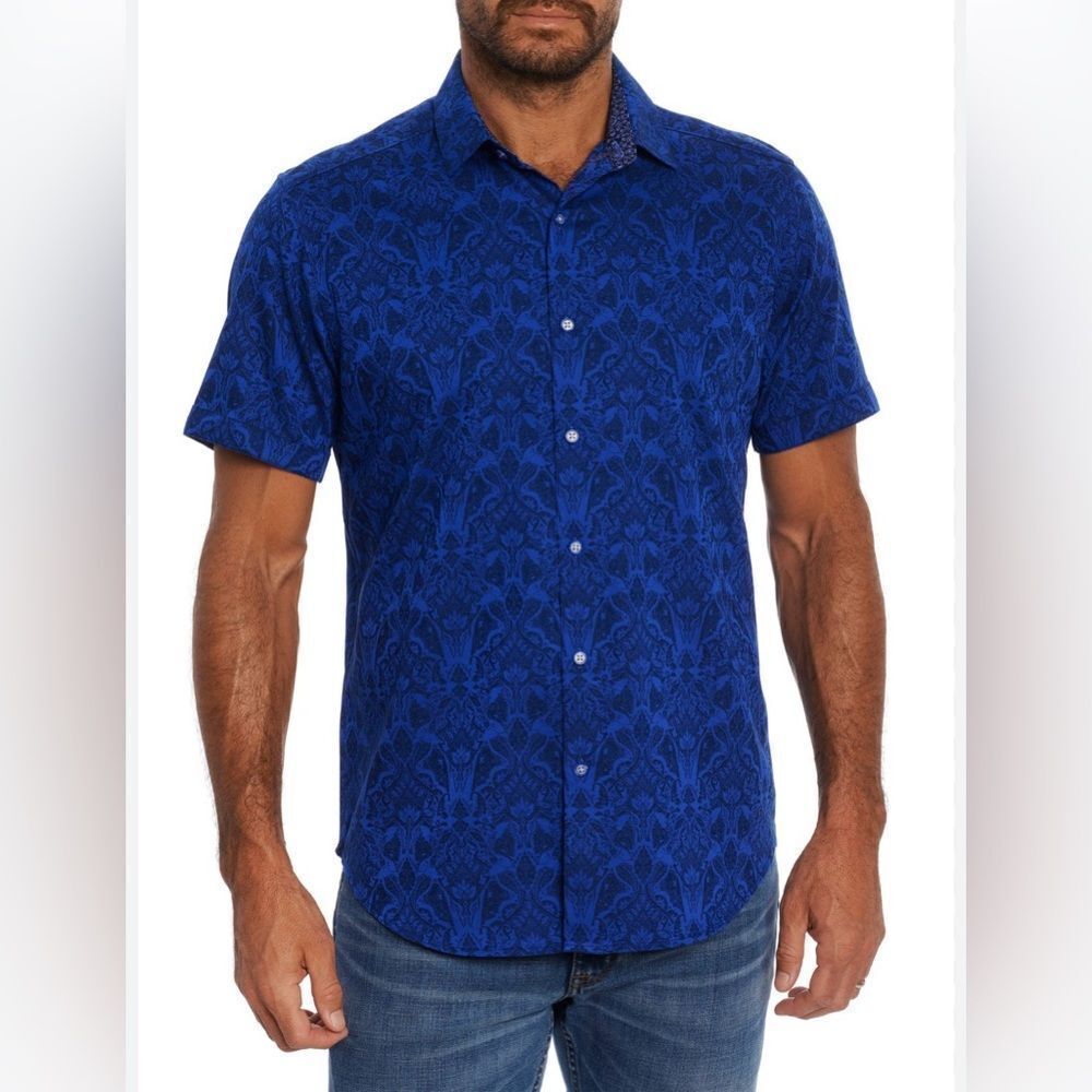 Robert Graham 100% cotton Men's Blue Patterned Shirt, M